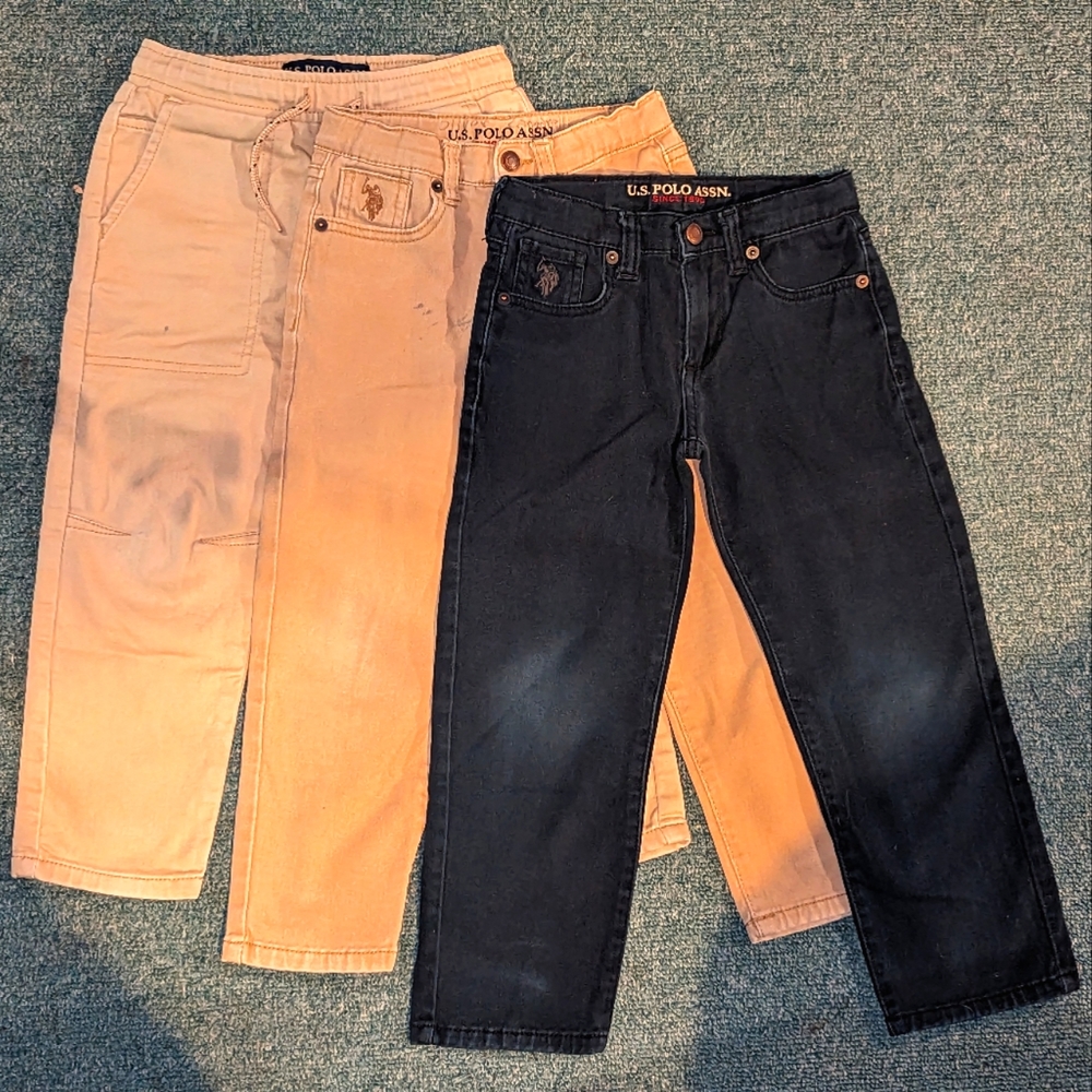 3x U.S. Polo Assn. Boys Size 5 Pants / Slacks - Khaki & Navy